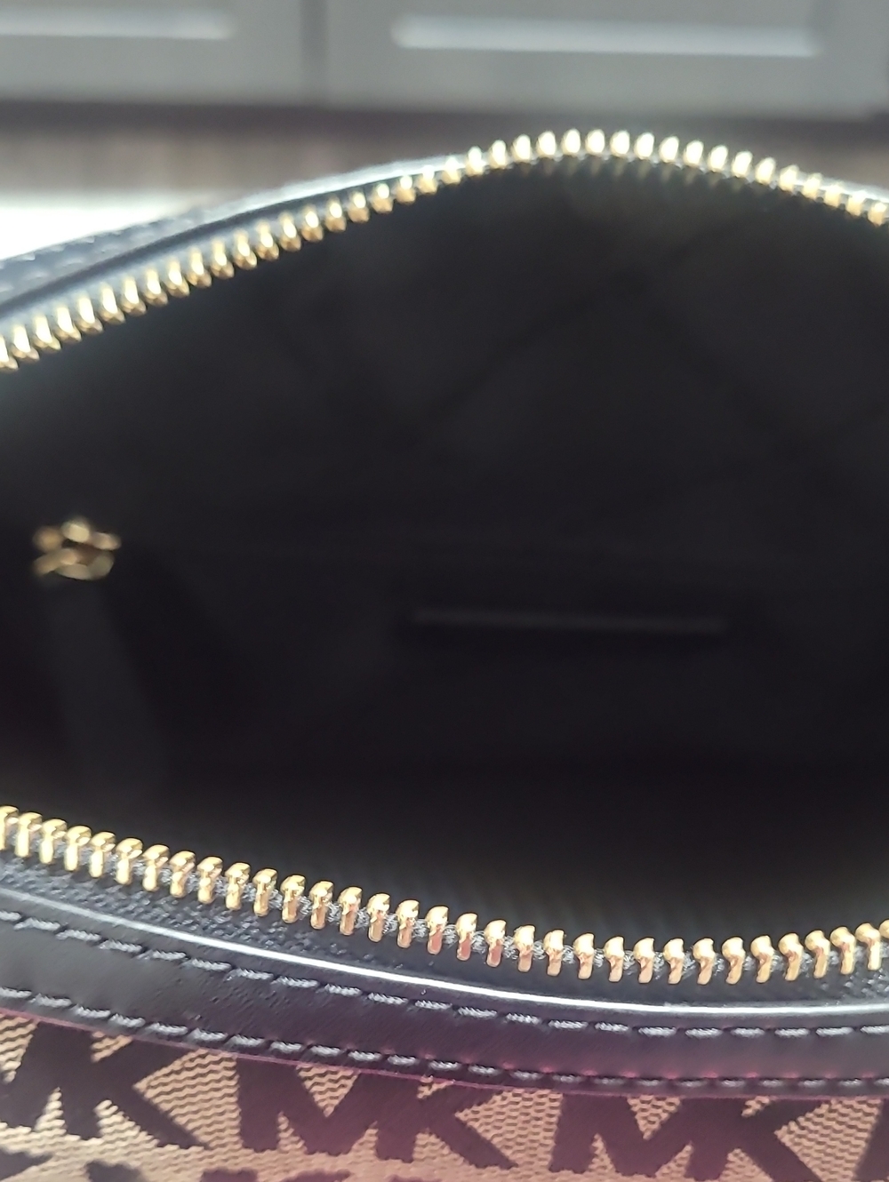 Michael Kors Brown/Black MK Logo Satchel with Tassel and Pearl Strap - Picture 4 of 9